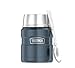 Produktbild THERMOS STAINLESS KING Thermobehälter für Essen ice grey 0,47l - Edelstahl, absolut dicht, hält Speisen 9h heiß & 14h kalt, mit klappbarem Löffel, BPA-frei