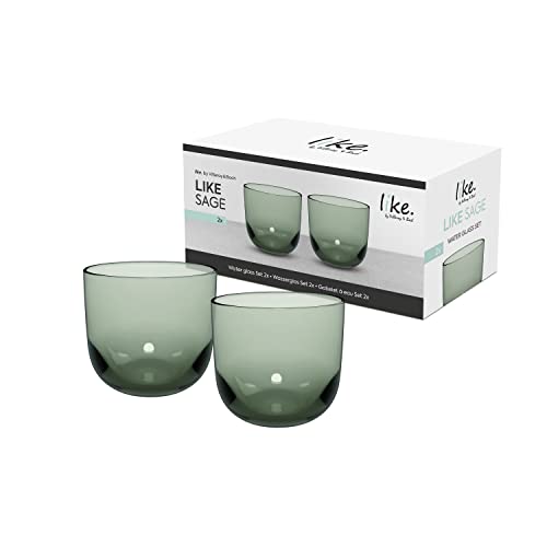 like. by Villeroy & Boch - Like Sage Water Glass Set 2 pces, Coloured Glass Green, Capacity 280 ml, 9 x 8 cm