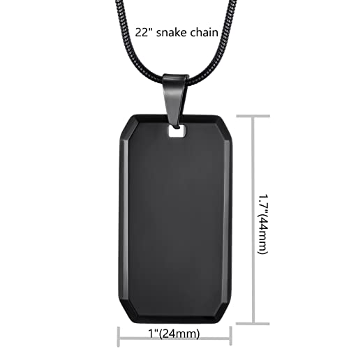 Moo&Lee Mens Tungsten Carbide Pendant Necklace With 22 Inch Stainless Steel Snake Chain, Black #TOP3