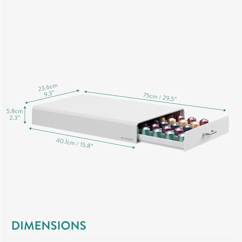 Navaris Coffee Pod Holder Drawer - 50 Capsule Storage Organizer Tray Counter Container - Fits Standard Sizes of Pods and Capsules - 1 Drawer Design - White by NAVARIS - Image 5