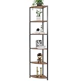 DlandHome Eckregal Stehend mit 6 Ebenen Bücherregal Standregal Industrie...