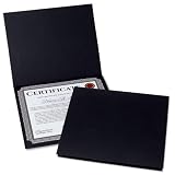 Plain Black Certificate Folders - Pack of 10, Linen Cover 80 lb. Stock, Folded, Die-Cut Corners, for Office, Business Awards, Graduation, School Diploma Holder, 9-1/2' x 12'