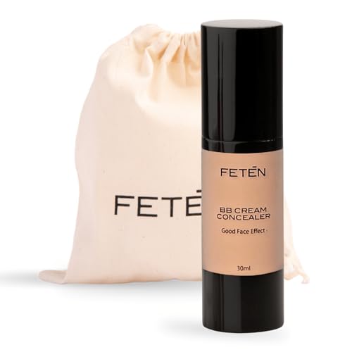FETĒN - BB Cream con Protector Solar - Crema Hidratante con Color Tono Medio - Corrector Antiojeras - Skincare Base de Maquillaje Facial - BBCream Antiedad con Protección Solar con Ácido Hialurónico