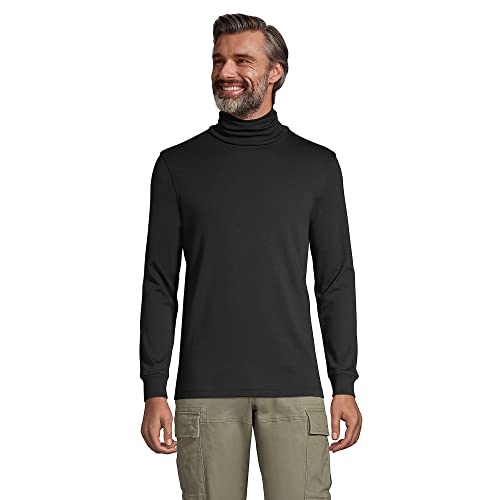 Lands' End Men S Supima Interlock T-Neck Black Regular Large #TOP4