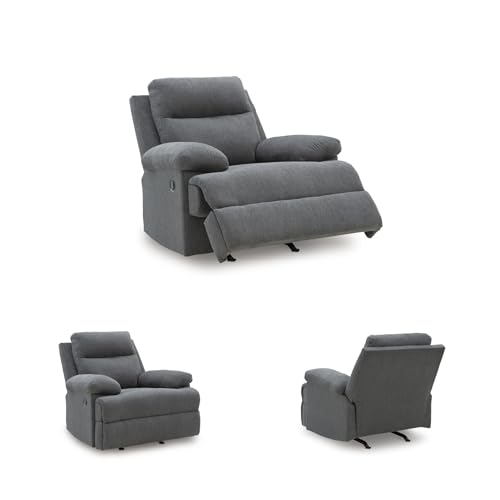 Image of Signature Design by Ashley Rocker Recliner Chair, Charcoal Chenille