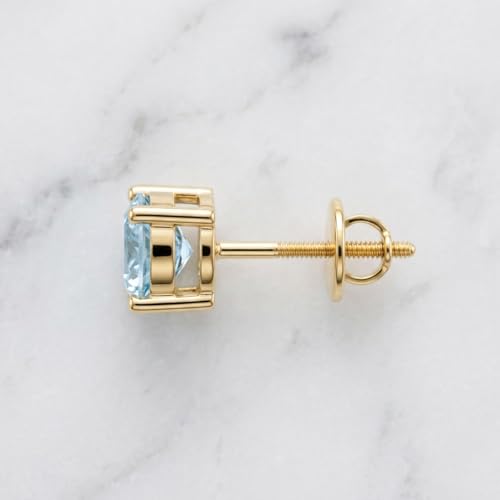 Image of Single Stud For Men & Boys | Gold Plated Pure 925 Sterling Silver Earring | 6mm X 6mm Round Shaped Gemstone Single Screwback Stud | Gift for Men & Boys | Model ERSMY00935