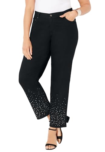 Catherines Women's Plus Size Petite Right Fit Rhinestone Jean