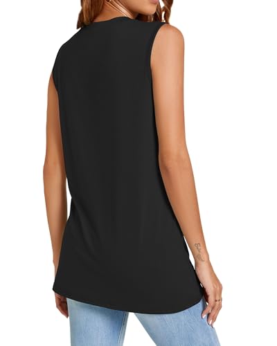 Image of Womens Tank Tops Summer Casual Sleeveless Top Loose Fit Basic Tunic Shirts