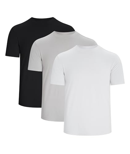 Mens Undershirts Moisture-Wicking T-Shirts 3 Pack Crewneck Basic Tees for Men