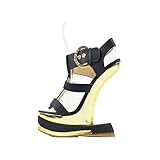 Keilabsatz 16 cm Plateau 4 cm jch-Fashion XXL Designer Pumps Damenschuhe Sexy Sandalen Gogo Club Keilabsatz Plateau High Heels Peep-Toes (Schwarz, eu_Footwear_Size_System, Adult, Women, Numeric, medium, Numeric_36)