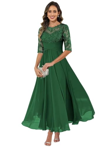 Chiffon Mother of The Bride Dresses for Women 2025 Tea Length A Line Wedding Guest Formal Party Dress RO1