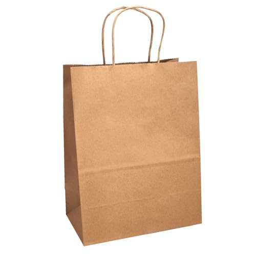 Image of Aakriti Craft Paper Bags, Rakhi Gift Bags with Handles, Small Craft Shopping Bags in Bulk for Boutiques, Small Business, Retail Stores, Gifts & Merchandise (BROWN-25PCS, Mini: 8.5 inch x 7 inch x 3.5 Inches)