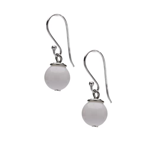 Boucles d'oreilles pour femmes en argent 925 faites à la main avec des pierres naturelles. | Cadeau pour les femmes, les filles (Agate blanche)
