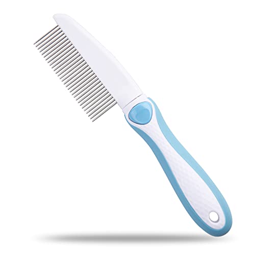 Professional Stainless Steel Grooming Comb for Dogs &amp; Cats - Detangler for Long/Curly Hair, Removes Tough Mats, Knots &amp; Tangles - Pain-Free Undercoat Deshedding Tool for DIY Pet Grooming