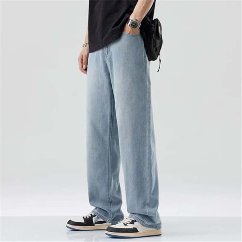 Men's Casual Trendy Straight Wide Jeans Vintage Distressed Baggy Denim Pants3