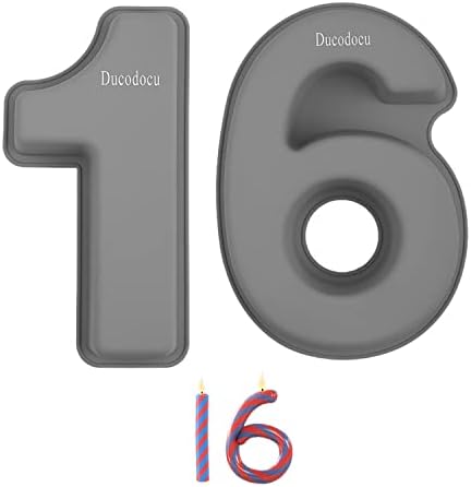 Ducodocu Silicone Number Cake Pan Large 3D Number Cake Mold Baking Forms Novel Cake Tins DIY Baking Mold for 16/61/19/91th Birthday Wedding Anniversary 10 inch Number of 1&6