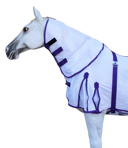 Image of Challenger Horse Summer Mesh Scrim Sheet Full Neck Fly Sheet Bellyband Purple 73102