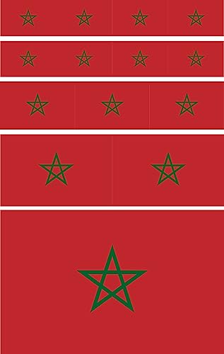 Daged Lot de 14 autocollants Maroc - Pour voiture, moto, motard - Drapeau en vinyle - 14 F