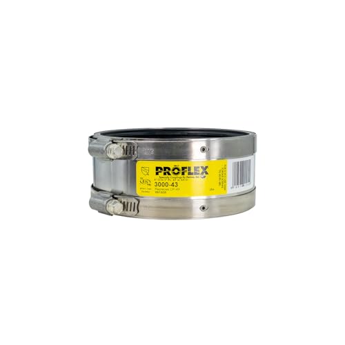 Image of Fernco PROFLEX P3000-43 Shielded Pipe Coupling for Cast Iron, Plastic, Steel or Extra Heavy Cast Iron Plumbing Connections