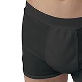 Herren Inkontinenz-Boxershort PROtect | diskrete Short mit integrierter Saugeinlage | kochfest (schwarz, L)
