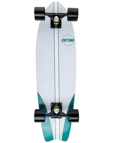 Monopatín Cruiser Skate Tipo Surfskate Vintage | Tabla de Arce | Ejes de Aluminio | Ruedas 60x45mm | Rodamientos ABEC-7 | para Carving y Cruising | 69 cm, Madera de Arce