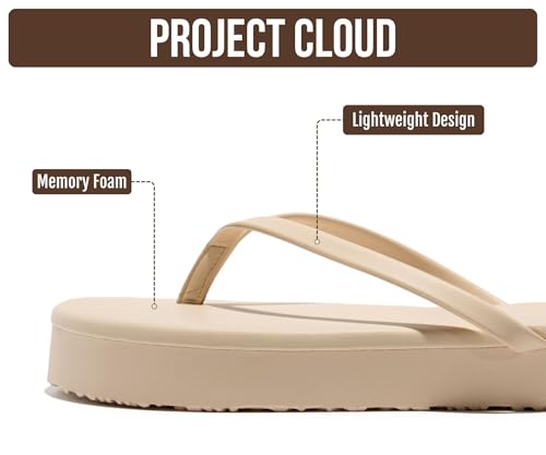 Image of Project Cloud Platform Sandals Women Memory Foam Flip Flops (ELEVATION) | Durable and Lightweight Non-Slip Sole Summer Thong Sandals - Platform Flip Flops for Women Everyday Comfort Daily.