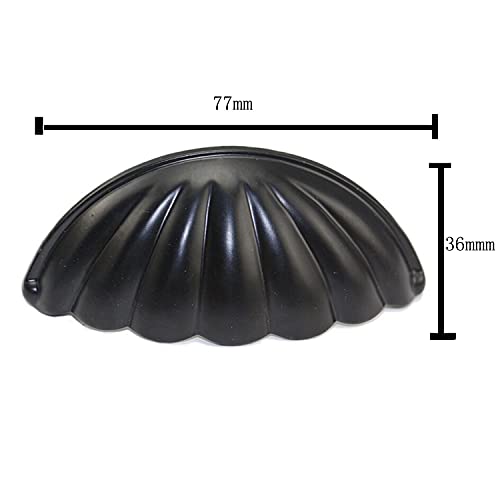 KanDery Vintage Shell Cabinet Knobs, Retro & Chic Carved Drawer Handles, Semicircle Furniture Door Handles, Half Moon Shape, Black - Image 3