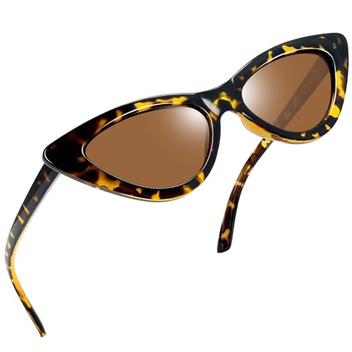 Joopin Stylish Polarized Cat Eye Sunglasses Women UV Protection, Leopard Frame Cateye Sun Glasses, Elegant Tan Lens Shades Ladies