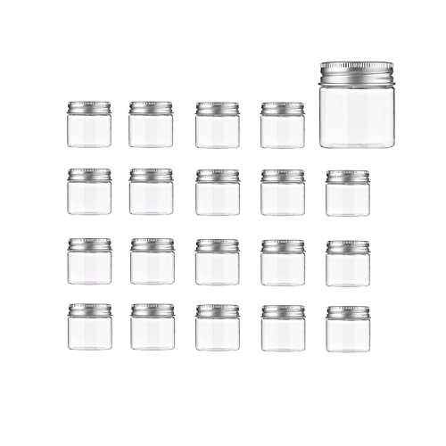 28 ml plastburkar behållare med lock tomma påfyllningsbara 30 ml runda burkar reseflaskor för kosmetika, läppbalsam, krämer, lotioner, salvor, salvor, salva (20 st, aluminiumlock)
