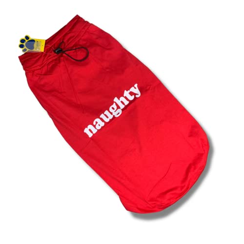 A+A Pets Graphic Printed Naughty Premium Tshirt | for Dog, Puppy, and Cat | Round Neck | Breathable Costumes Soft, Light Weight Apparel | 100% Cotton (XL, Red)