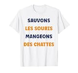 Design humoristique et décalé Sauvons les souris mangeons des chattes. Jeu de mots drôle pour les amoureux des félins et passionnés d’humour absurde. Idée cadeau fun et originale pour amis et proches fans de chats et d’autodérision.