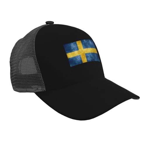 Flag of Sweden Mesh Baseball Cap - Classic Adjustable Peaked Cap, Trucker Hat for Men and Women