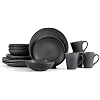 Stone Lain Grao Stoneware 16-Piece Dinnerware Set, Grey