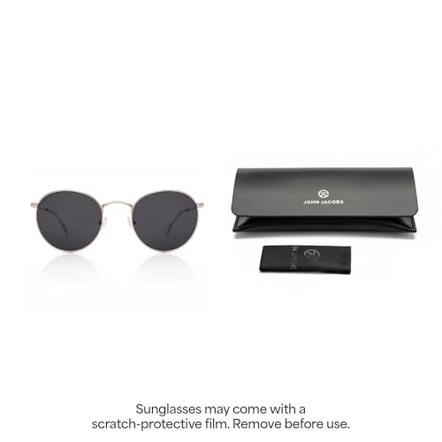Image of John Jacobs | Full Rim Round Stylish & Premium Sunglasses | Polarized and 100% UV Protected | Men & Women | Medium | JJ S70019