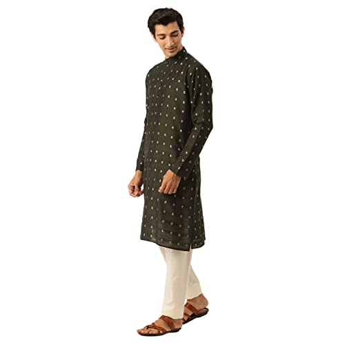Image of SOJANYA (Since 1958 Men's Pure Cotton Sequined Embroidred Kurta - Perfect for Festivals & Functions
