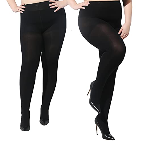 Opaque Tights Plus Size - Comfy Queen Size Tights, Warm Straight Crotch Leggings, for Chubby Women