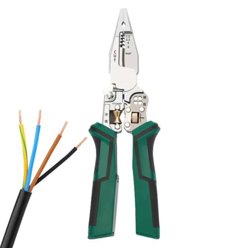 Fangxuee Outil de Coupe- 10 en 1 Pince à Dénuder les Câbles Électriques Testeur de Tension Ciseaux avec Fonction de Mesure de L'Électricité
