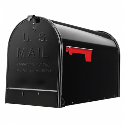 HomeSake Extra Large Mailbox for Packages 24.82 L Jumbo Post Mount Mailbox Galvanized Steel Outdoor Mailbox Heavy Duty Curbside Mailbox for Multiple Deliveries Black