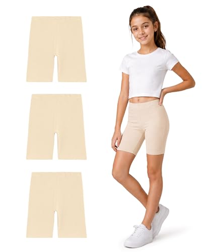 Image of KYDA KIDS Girls's Stretchable Anti Bacterial Cycling Shorts, Yoga & Workout Gym Shorts (Pack of 3)