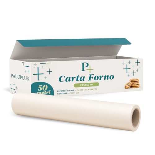 Palucart Rotolo carta forno 50 m larghezza 40 cm antiaderente carta per cucina (9 rotoli)