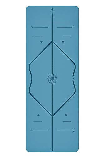 Liforme Yogamat, milieuvriendelijk rubber, blauw, fitnessmat, met yogatas