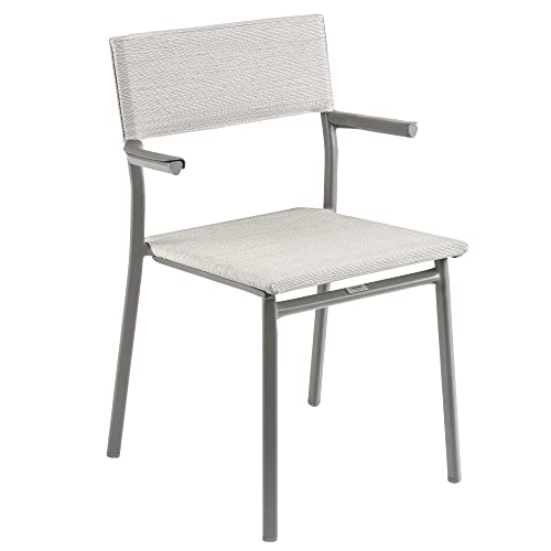 Lafuma ORON Outdoor Dining Armchair, Titane Frame - Galet, Set of 2