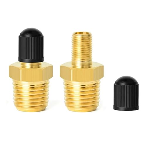 Image of LKTFATD 2 Pack Brass Tire Inflator Adapter 1 4 Inch NPT Male to Schrader Valve Male Straight Connect Car Truck Bike Motorcycle Air Compressor Hose Accessory Tool
