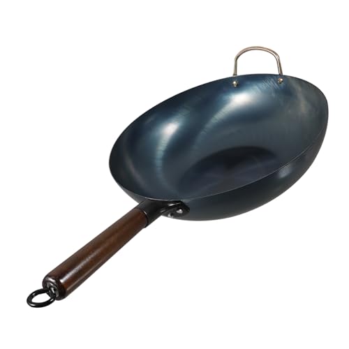 Wok multifuncional de hierro con mango de madera miniatura 1