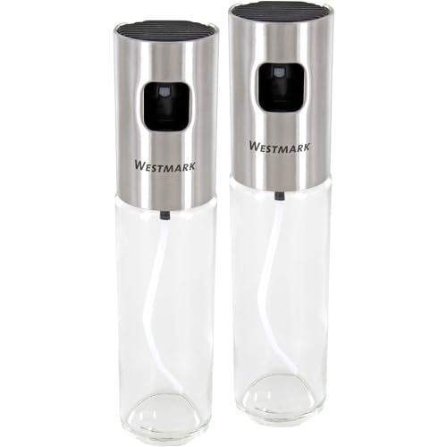 Westmark Ensemble de Vaporisateurs de Vinaigre et d'Huile, avec tête de Vaporisation à Pompe, Volume: 100 ml chacun, hauteur : 18 cm, Acier inoxydable/Verre,...