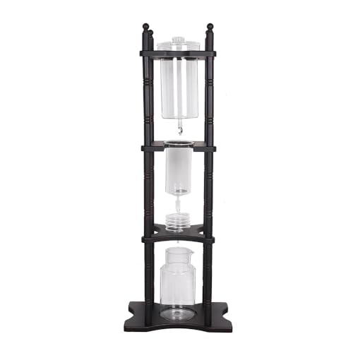 Cold Brew Maker Tower Iced Coffee Maker Cold Brew Coffee Maker 2500ml Vertical Japanese Style Glass Container and Wood Stand 25 Cups With Slow Drip Technology For Home Office Drip Coffee Maker
