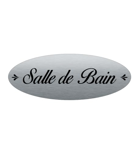 AUA SIGNALETIQUE - Plaque de porte Aluminium Brossé AluSign Ovale 160x60 mm - (Salle de Bain)