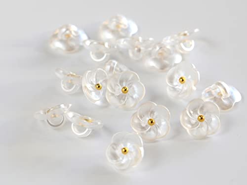 Ganssia Flower Buttons For Sewing 15/32 Inch (11.5Mm) Translucent Blouse Button Craft Scrapbooking White Color Pack Of 30Pcs #TOP4