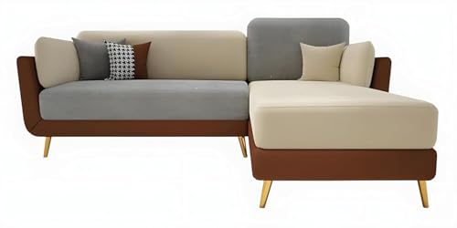 Image of Stylish & Luxury Cushioned Couch Relax sectional Sofa in Fabric & Velvet and Heavy Duty Sofa for bedrooms Living Rooms Guest Rooms Home and Office-(LHP 4 Seater Brown & Beige).