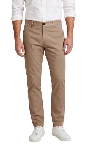 Plaid&Plain Mens Slim Fit Khaki Pants Mens Tapered Chino Pants 8801 D-P-Khaki 31X34
